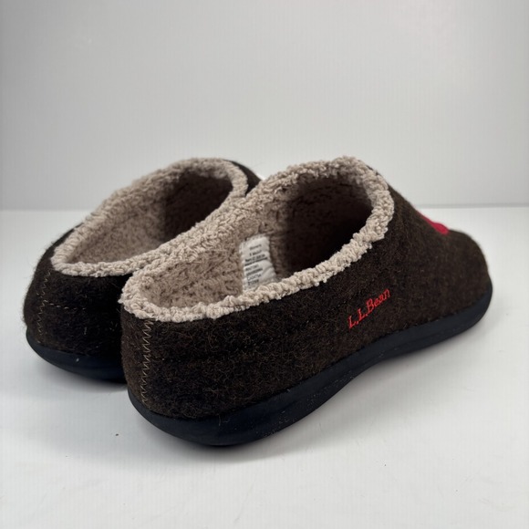 L.L.Bean Daybreak Scuff Women's 8M Black Wool Clog Slipper Dog Motif House Shoes - Picture 12 of 16